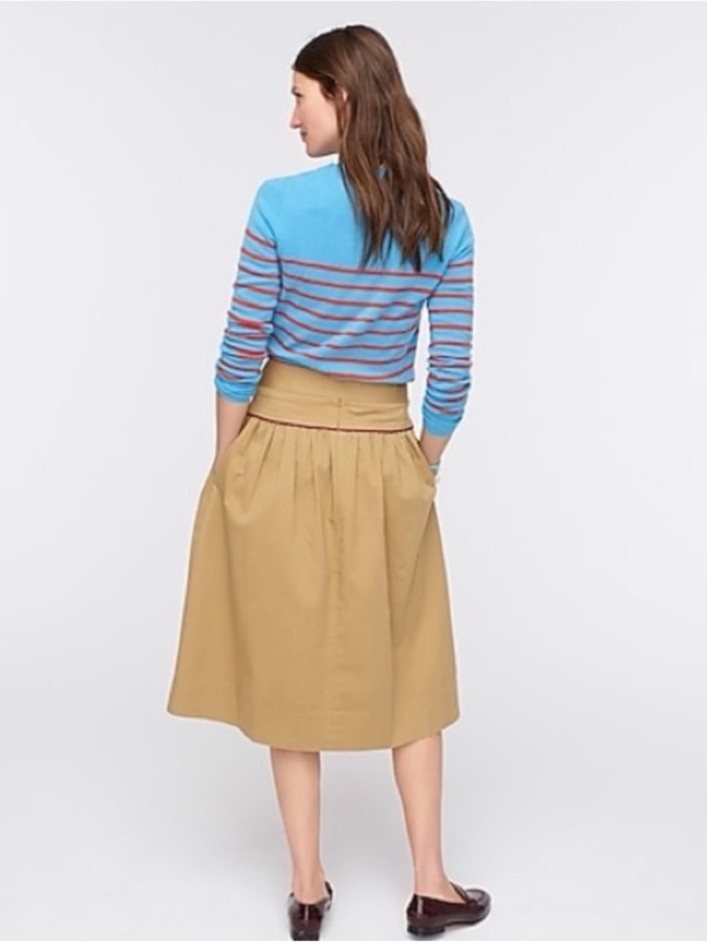 J. Crew Tan Tie-Waist Midi Skirt - Picture 2 of 9